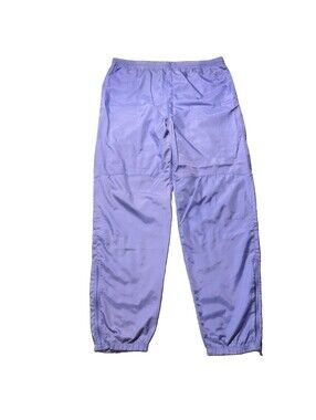 Vintage 90s Nike Nylon Track Pants Womens L Purple Ankle Zip Windbreaker VTG